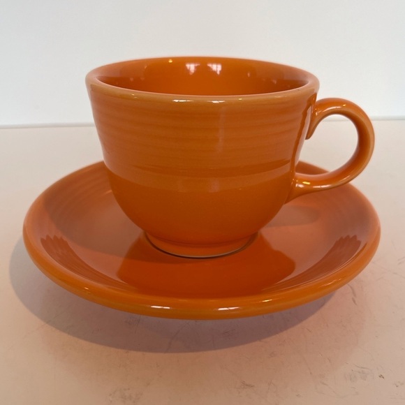 Fiesta Ware Coffee/ Tea Cup and Saucer Orange - Picture 1 of 5